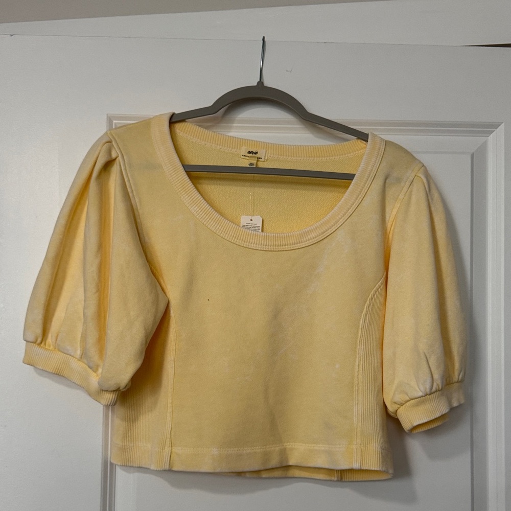 Aerie Yellow Puff Sleeve Women's Crop Sweatshirt